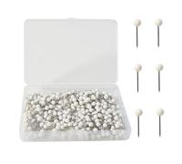 HXMJIED Lot de 300 punaises à tête ronde de 0,3 cm, punaises blanches, épingles à dessin à pointes en acier, punaises de carte, avec boîte de rangement, pour tableau d'affichage en liège, tableaux