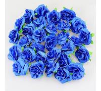 HXMJIED Lot de 50 têtes de fleurs artificielles bleues royales - Bouquet de fleurs artificielles au toucher réel - Pour la décoration de la maison et du jardin