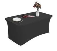 HXMJIED Nappe élastique de 1,8 m, 183 x 76 x 76 cm, noire, extensible pour tables rectangulaires, housse de table pliante ajustée en élasthanne pour décoration de la maison