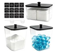 Hxmsuire 3 Pcs Rangement Lessive Avec Cuillères Doseuses Et Étiquettes Acrylique Boite Coton Tige Avec Couvercles Boite Rangement Salle De Bain Pour Cuisine, Salle De Bains 3 Rectangulaire