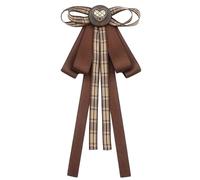 HXNH Broche vintage pour femme et fille, motif écossais marron, nœud papillon pré-noué, a, M