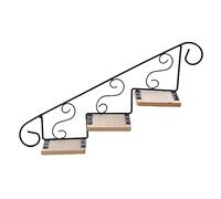 hxoity Étagère Murale Escalier 3 Niveaux, Support Rétro pour Plantes | Deux Versions (montant/descendant), Étagère En Bois 3 Niveaux, Cadre Fer Forgé Rétro, Idéal Pour Plantes Et Déco