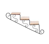 hxoity Étagère Murale Escalier 3 Niveaux, Support Rétro pour Plantes | Deux Versions (montant/descendant), Étagère En Bois 3 Niveaux, Cadre Fer Forgé Rétro, Idéal Pour Plantes Et Déco