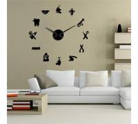 hxoity Horloge Murale 3D Autocollante À Fabriquer Soi-même avec des Instruments Dentaires Mobilier pour Cabinets Dentaires Aides Médicales/Dents Miroir sans Cadre Décoration Murale Horloge Numérique
