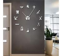 hxoity Horloge Murale 3D Autocollante À Fabriquer Soi-même avec des Instruments Dentaires Mobilier pour Cabinets Dentaires Aides Médicales/Dents Miroir sans Cadre Décoration Murale Horloge Numérique