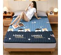 hxoity Matelas Futon Japonais Au Sol Épaisseur 4,5cm Pliable Tapis Tatami Structure 4 Couches Antidérapant Respirable Lit D’Invité Enroulable Taille Double pour Dortoir Camping Usage Quotidien