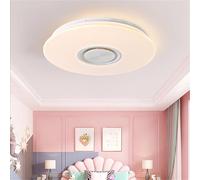 hxoity Plafonnier Musical Pour Salle De Bain 36 Cm IP65 Étanche Changement De Couleur Haut-parleur Bluetooth Plafonnier Contrôle Via Application Smartphone Pour Cuisine Et Salon(24W)