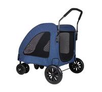 hxoity Poussette pour Grand Animal De Compagnie pour 2 Chiens avec 4 Roues Et Espace De Rangement L'animal Peut Facilement Marcher Sortir Charge Inférieure À 70 Kg(Blue)