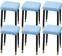 HXOUTGKP Stretch Ottoman Cover, Soft Elastic Ottoman Slipcover Ottoman Storage Bench Covers/Blue A/Set Of 6