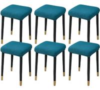 HXOUTGKP Stretch Ottoman Cover, Soft Elastic Ottoman Slipcover Ottoman Storage Bench Covers/Blue B/Set Of 6