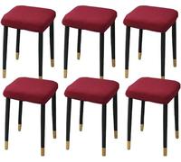 HXOUTGKP Stretch Ottoman Cover, Soft Elastic Ottoman Slipcover Ottoman Storage Bench Covers/Claret/Set Of 6