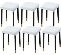 HXOUTGKP Stretch Ottoman Cover, Soft Elastic Ottoman Slipcover Ottoman Storage Bench Covers/White/Set Of 6