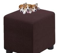 HXOUTGKP Stretch Square Slipcovers Jacquard Ottoman Footstool Protect Cover Washable/#4/75 * 75 Cm