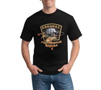 HXRUIAV The Inscription Spetsnaz Troops Fishing Cool T-Shirts Men's 100% Cotton Casual Loose Top