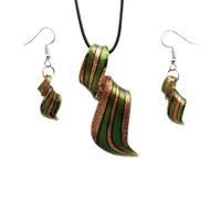 HXSCOO 1 PCS Vert Foncé Torsadé Murano Verre Murano Pendentifs Collier Style Chinois Fête Aime Cadeau Tourbillon Motif Bijoux for WOME