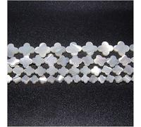 HXSCOO 15 "Naturel Nacre Coquille Fleur Forme Chanceux trèfle à Quatre Feuilles Perles Pendentif Plat Perle Coquille for la Fabrication de Bijoux