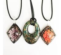HXSCOO 3 pièces mélange de Couleurs Style Chinois différentes Formes Verre Murano Lampwork Pendentif Collier for Wonmen Livraison Gratuite Bijoux Cadeau (Color : 27)
