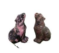 HXSCOO 50 MM Loup Statue Guérison Cristal Décor À La Maison Pierre De Quartz Sculpté Animal Figurine Artisanat Cadeaux Croyance Spirituelle Spécimen Minéral (Color : Black Rhodonite, Size : 1 pcs)
