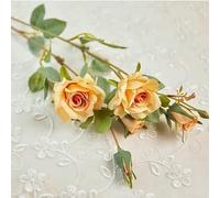 HXSCOO Artificial Silk Rose Flowers Fake Flowers Long Branch 5 Heads Wedding Flores Valentine's Day Home Decoration (Color : Yellow)