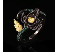 HXSCOO Bague Femme en Argent Pierre de Lune Bague Femme Zircon Bijoux série Or Noir Luxe élégant bohème Bijoux (Color : KYRA01108, Size : 9)