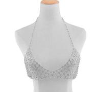 HXSCOO Bijoux de Corps en Cristal Sexy for Femmes Mode Bikini Buste chaînes évider sous-vêtements Soutien-Gorge Conception été Plage Buste chaînes Femme (Color : Silver, Size : M)