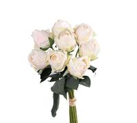HXSCOO Bouquet de Roses artificielles aux Bords flous - Élégantes Fleurs artificielles for la décoration de la Maison et du Mariage(Milkywhite)
