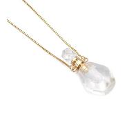 HXSCOO Bouteille en Pierre Naturelle Rose améthystes Quartz Oeil de Tigre Pendentif Collier Cristal diffuseur d'huile Essentielle Flacon Bijoux (Color : 6)