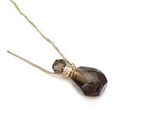 HXSCOO Bouteille en Pierre Naturelle Rose améthystes Quartz Oeil de Tigre Pendentif Collier Cristal diffuseur d'huile Essentielle Flacon Bijoux (Color : 2)