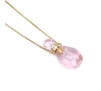 HXSCOO Bouteille en Pierre Naturelle Rose améthystes Quartz Oeil de Tigre Pendentif Collier Cristal diffuseur d'huile Essentielle Flacon Bijoux (Color : 1)
