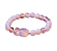 HXSCOO Bracelets en cristal de pierres précieuses de chat for filles, style Boho, perles de 8mm, animaux, cadeaux for enfants (Color : Pink Opalite)