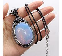 HXSCOO Charmes ormeau Coquille Collier Pierre gemme Naturelle Rose Rose Quartz Pendentif Ethnique Chic Colliers for Femmes Bijoux (Size : 55cm, Color : Opal)