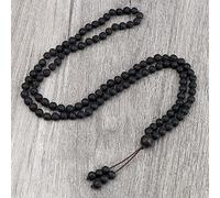 HXSCOO Collier de Perles de Pierre Naturelle d'agates Rondes de 6 mm et d'onyx et amp; Bracelets Femme Homme 108 Stretch Collier Bijoux Fantaisie Cadeau (Color : Black Lava)