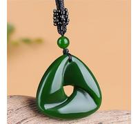 HXSCOO Collier en Jade Vert Naturel Fait à la Main, Sculpture Double Face, Boucle de sécurité, Pendentif, Boutique de Mode, Bijoux for Hommes et Femmes, Cadeau
