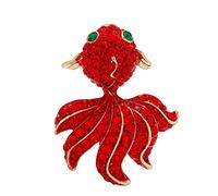 HXSCOO Cristal Poisson Rouge Broches for Femmes Mignon Animal Design Broche Broche émail Bijoux vêtements Manteau Badges Corsage