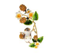 HXSCOO Écureuil cueillette framboises Broches for Femmes drôle Mignon Animal Broche Design de Mode Nouvelle Fleur Accessoires Cadeau (Color : Yellow)