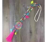 HXSCOO Fait à la Main Femmes Long Collier Boho bohème Collier Accessoires coloré Vintage Ethnique Punk Style Bijoux de Mode (Color : Colorful)
