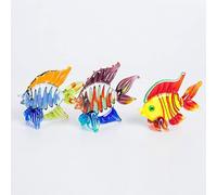 HXSCOO Figurines de Poisson Clown en Verre Cristal coloré, Sculpture de Poisson Miniature soufflée à la Main, Accessoires de décoration for la Maison, Cadeau de noël (Color : Set of 3)
