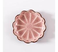 HXSCOO Lotus Céramique Snack Plats Assiette sous Glaçure Porcelaine Florale Sauce Plat Dessert Fruits Beurre Plateau Petite Assiette (Color : Pink, Size : 11x2.3cm)