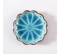 HXSCOO Lotus Céramique Snack Plats Assiette sous Glaçure Porcelaine Florale Sauce Plat Dessert Fruits Beurre Plateau Petite Assiette (Color : Sky Blue, Size : 11x2.3cm)