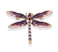 HXSCOO Mode Cristal Vintage Libellule Broche Grandes Broches d'insectes for Femmes Broches Accessoires de Bijoux de Mariage (Color : Violet)