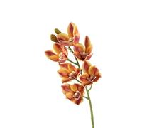 HXSCOO Orchidée cymbidium Artificielle - Composition Florale en Soie for la décoration de la Maison et du Mariage(DarkOrange)