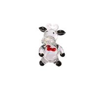 HXSCOO Ornement de Vache en Verre, Figurine d'animal de Vache en Cristal soufflé à la Main, décoration de Maison Multicolore, Cadeau de noël for Enfants et Dames (Color : Black)