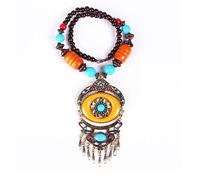 HXSCOO Pendentif & amp de Fleur de Pierre Bouddhiste Long du Népal Vintage; Collier for Femmes Boho Perles Gland Collier en Bois Bijoux Porte-Bonheur (Color : 2)