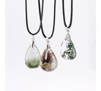 HXSCOO Pierre Naturelle Quartz Vert Forme de Goutte d'eau Pendentif en Cristal Jardin Quartz Collier Accessoires for Femme Cadeaux