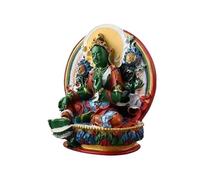 HXSCOO Statue de Bouddhisme tibétain Feng Shui Peinte à la Main en Demi-Cercle Bouddha Tara Vert