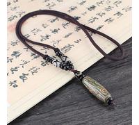 HXSCOO Tibet Dzi Pendentif Goutte Ras du Cou Nacklace Matériaux en Pierre Naturelle À La Mode Style Tibet Ciel Perle Bonne Chance Cadeau (Color : GN)