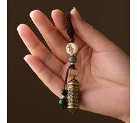 HXSCOO Vintage Laiton tibétain Chinois cylindrique Coeur Sutra Bouteille Corde Porte-clés pendentifs Mantra Voiture Porte-clés Anneaux Porte-Bonheur (Color : Style2)