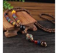 HXSCOO Vintage Népal Long Bouddhiste Mala Bois Perlé Pendentif & Collier Ethnique Bohème Boho Bouddha Lucky Jewelry for Femme Homme (Color : Style11)