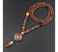 HXSCOO Vintage Népal Long Bouddhiste Mala Bois Perlé Pendentif & Collier Ethnique Bohème Boho Bouddha Lucky Jewelry for Femme Homme (Color : Style14)