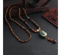 HXSCOO Vintage Népal Long Bouddhiste Mala Bois Perlé Pendentif & Collier Ethnique Bohème Boho Bouddha Lucky Jewelry for Femme Homme (Color : Style7)